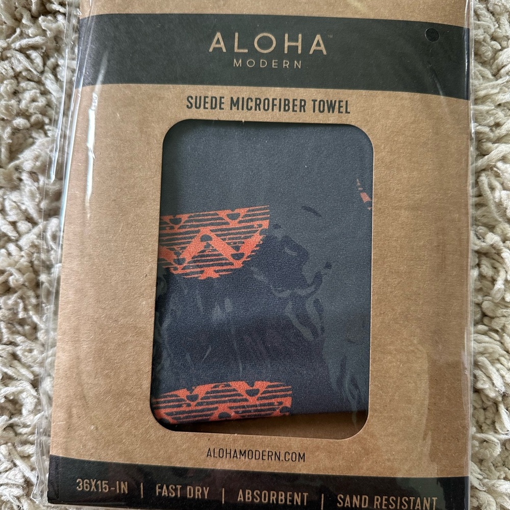 Mahina Suede Microfiber Towel - Black and Orange